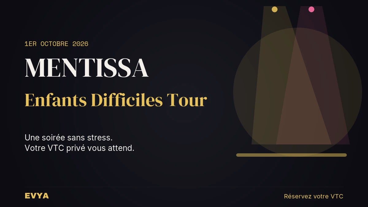 Affiche concert Mentissa à L'Autre Canal Nancy 1er octobre 2026 — Réservez votre VTC privé EVYA pour une soirée sans stress